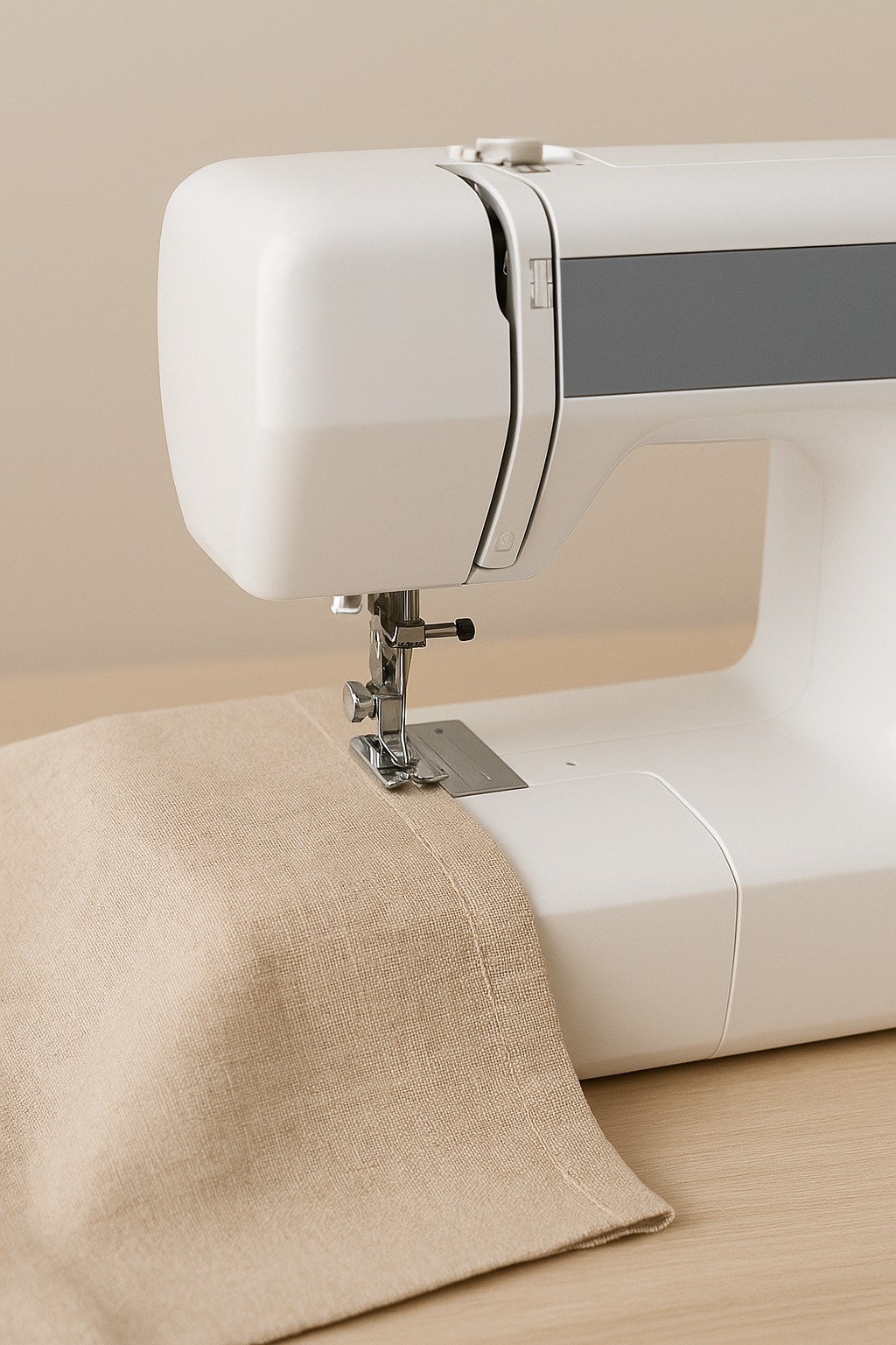 Máquina de coser con telas de colores.